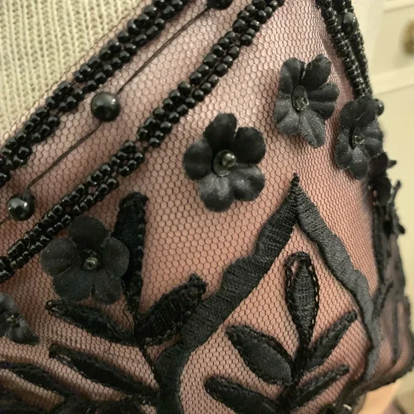 Elegant Black and Pink Embroidered Dress with matching bolero jacket - Picture 5 of 6